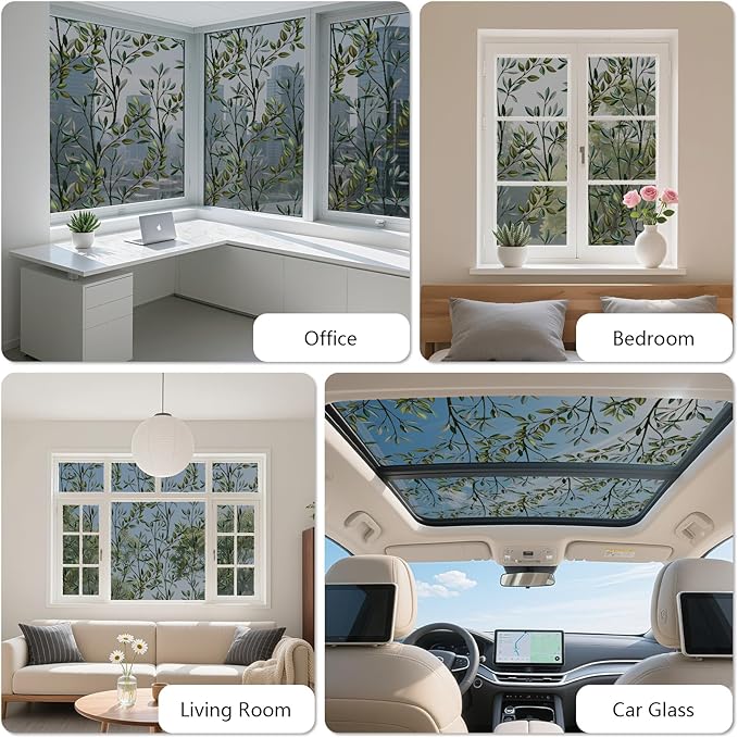 NINETREX One Way Window Privacy Film, Daytime Privacy Static Cling Sun Blocking Anti UV Reflective Window Tint for Home and Office 23.6 x 157.4 inches, Black Silver Leaf