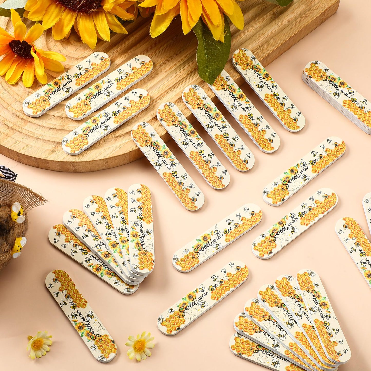 Lanties 50 Pcs Sweet as Can Bee Baby Shower Party Favors Bee Mini Nail Files Spring Baby Sower Decorations Honeybee Emery Board