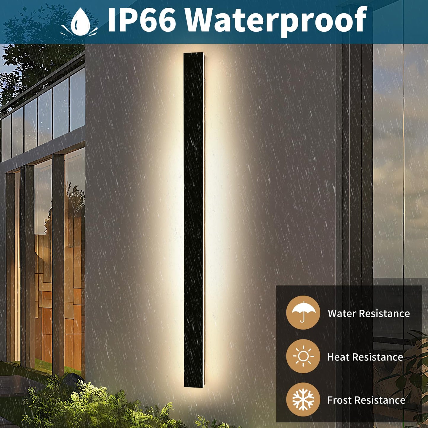 Daoseolo 71inch Outdoor Wall Light, Dimmable 3000K-6000K, IP65 Waterproof Aluminum Sconce with Remote Control