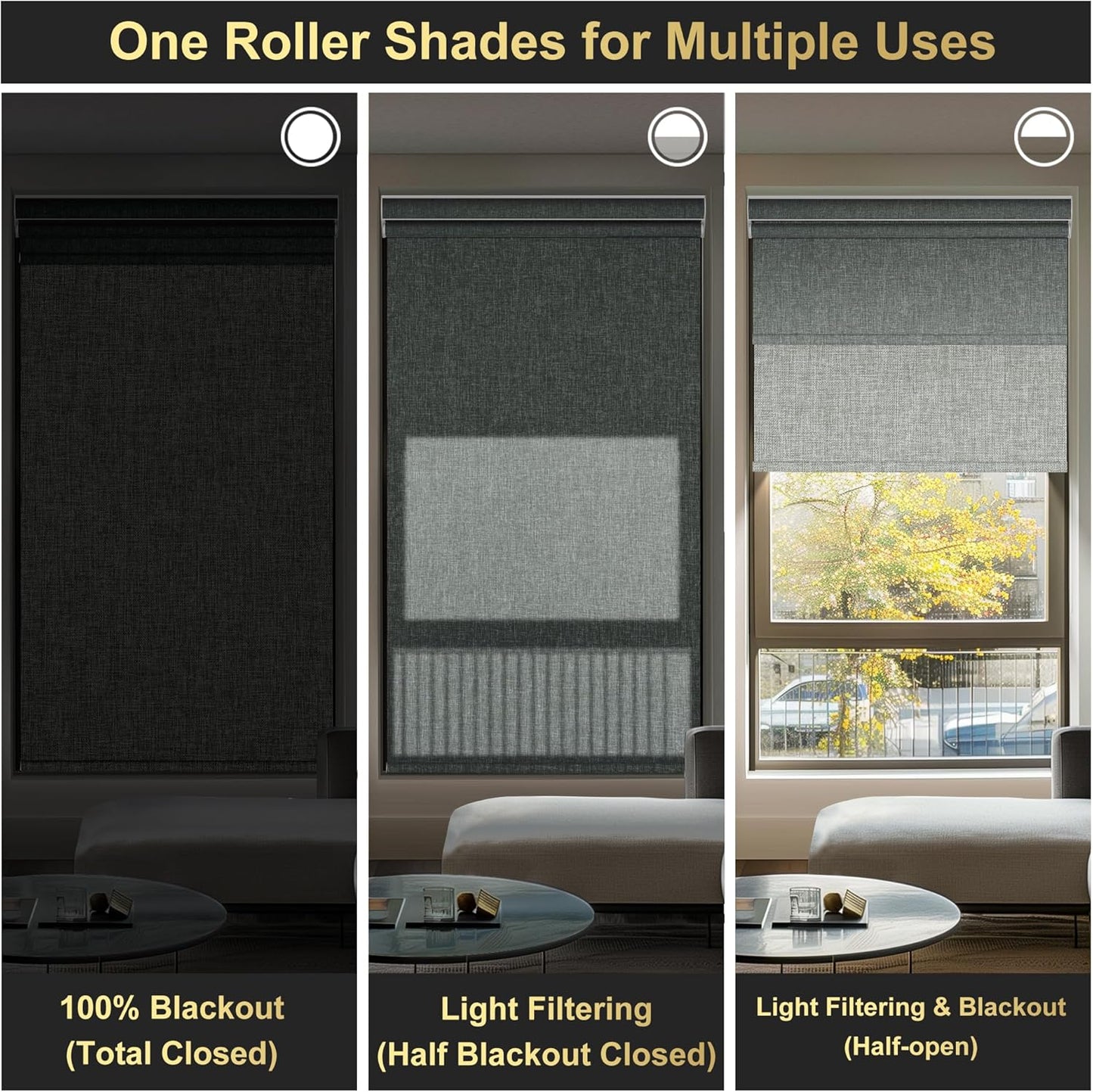 BERISSA Cordless Dual Roller Shades with Cassette Valance, Double Window Shades, Blackout and Light Filtering, Day and Night for Home Office Door. Linen Grey. 43 W x 86" H