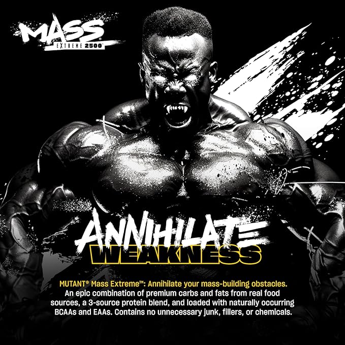 Mutant Mass Extreme Gainer – Whey Protein Powder – Build Muscle Size and Strength – High Density Clean Calories (Cookies and Cream, 12 lbs)