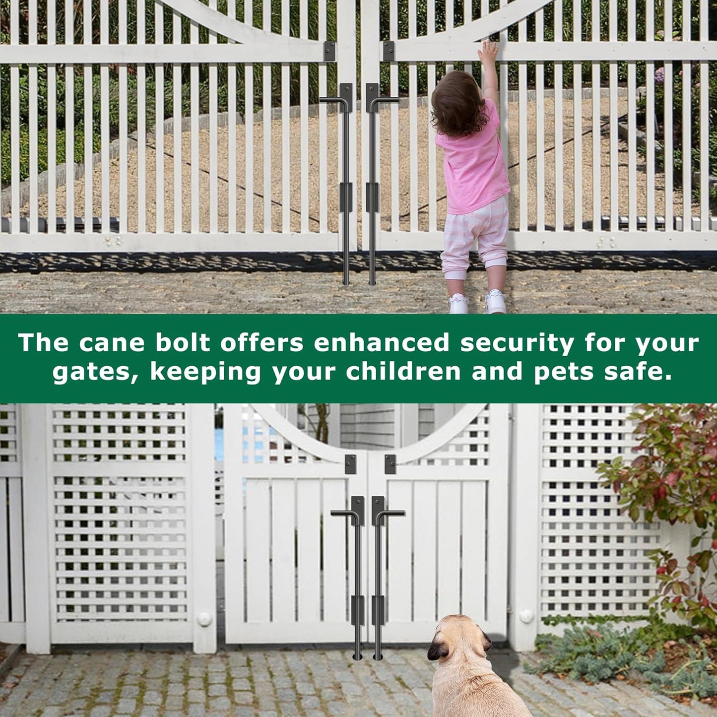 36" Heavy Duty Cane Bolt Gate Drop Rod with Upgraded Design, Square Gate Drop Rod for Wood PVC Vinyl Metal Yard Gate Latch-1 Pack