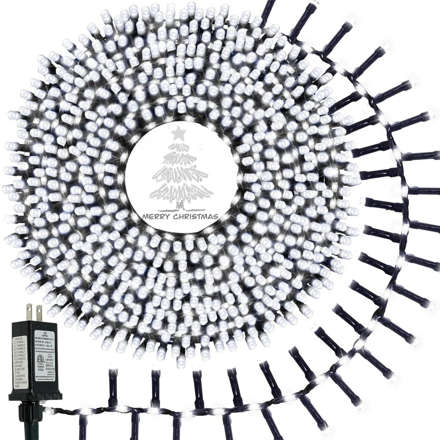 2025 New Christmas Cluster Lights 800 Led With Flowing Twinkling  Fire er Fairy Lights With 15 Modes & Timer  Waterproof Christmas String Light For Indoor Outdoor Xmas Tree Party Garden Cool White