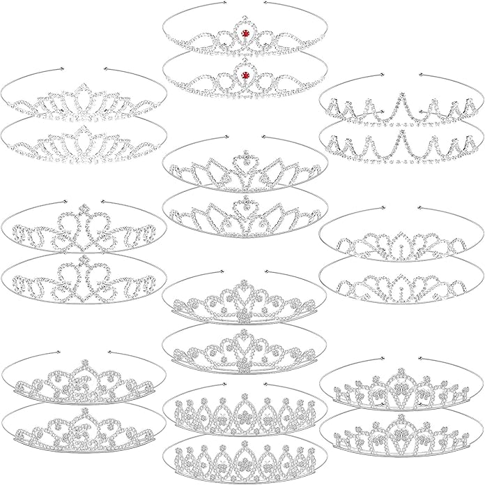Hicarer 20 Pieces Girls Tiara Crown Silver Princess Crowns Girls Crystal Tiaras Bulk for Wedding Birthday Party Favor (Cut...