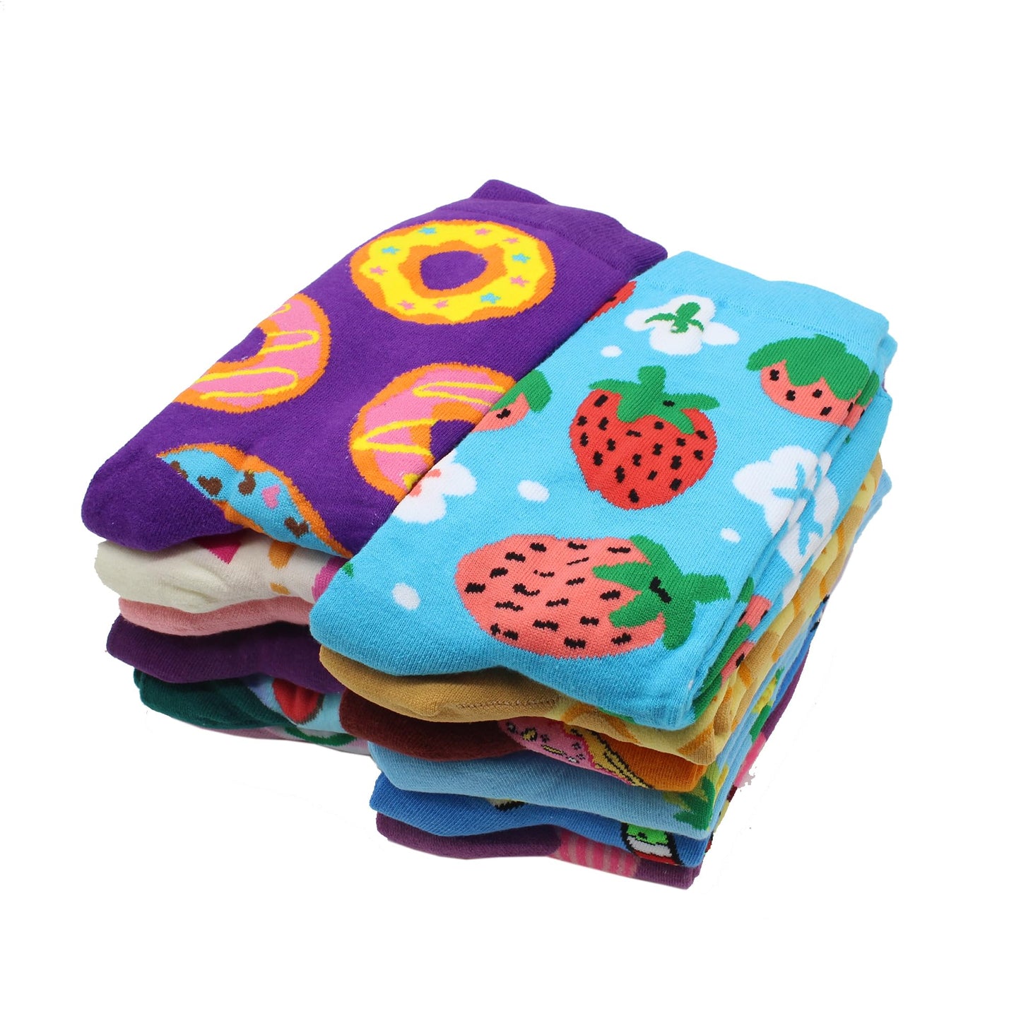 GLCMXMART Womens Socks Size 7-9, Crazy Cute Funny Fun Cool Colorful Funky Silly Crew Socks, Food Novelty Calf Gifts for Women Girl Ladies Teens Cotton Long Wanky Goofy Graphic Weird Unique