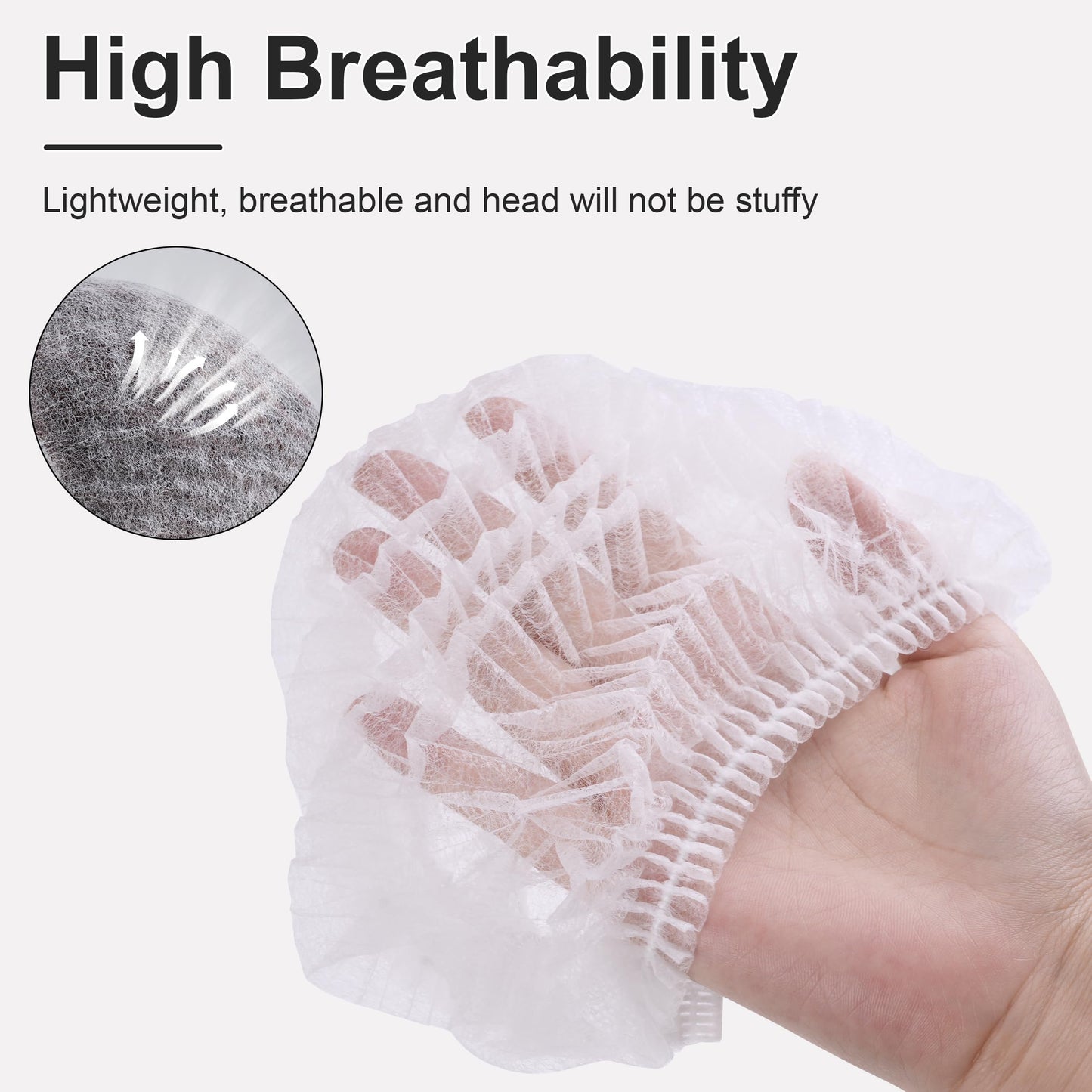 TaShow 120 Pcs Disposable Bouffant Caps, 21 Inches Hair Nets for Women and Men, Polypropylene Non-Woven Hair Nets (White)
