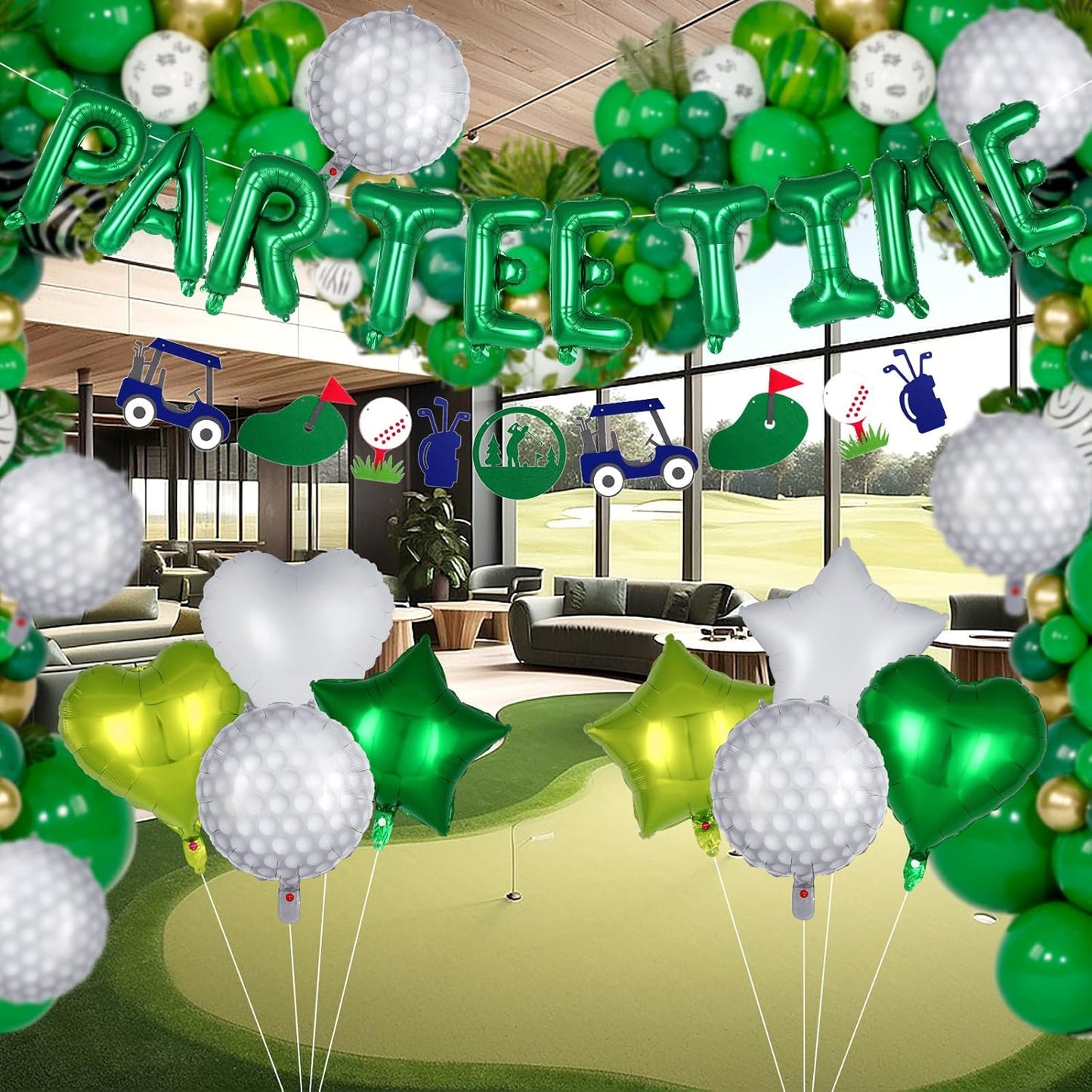 23 Pcs Let’s Partee Time Golf Party Decorations, Golf Balloons Banner Set, Sport Themed Party Supplies for Baby Shower, Retirement, Birthday Parties
