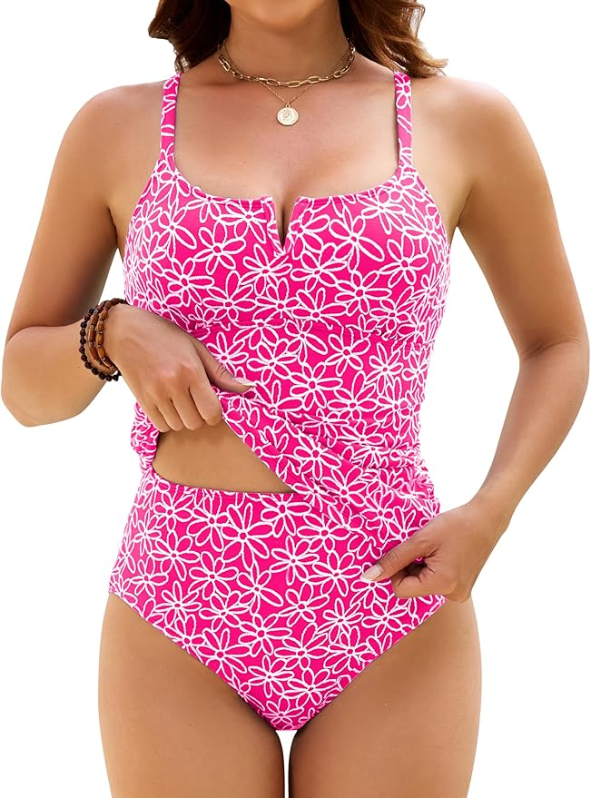 Blooming Jelly Womens Tummy Control Bathing Suit Scoop Neck V Cut Tankini Swimsuits Floral Modest Cute 2026 Swim Suits