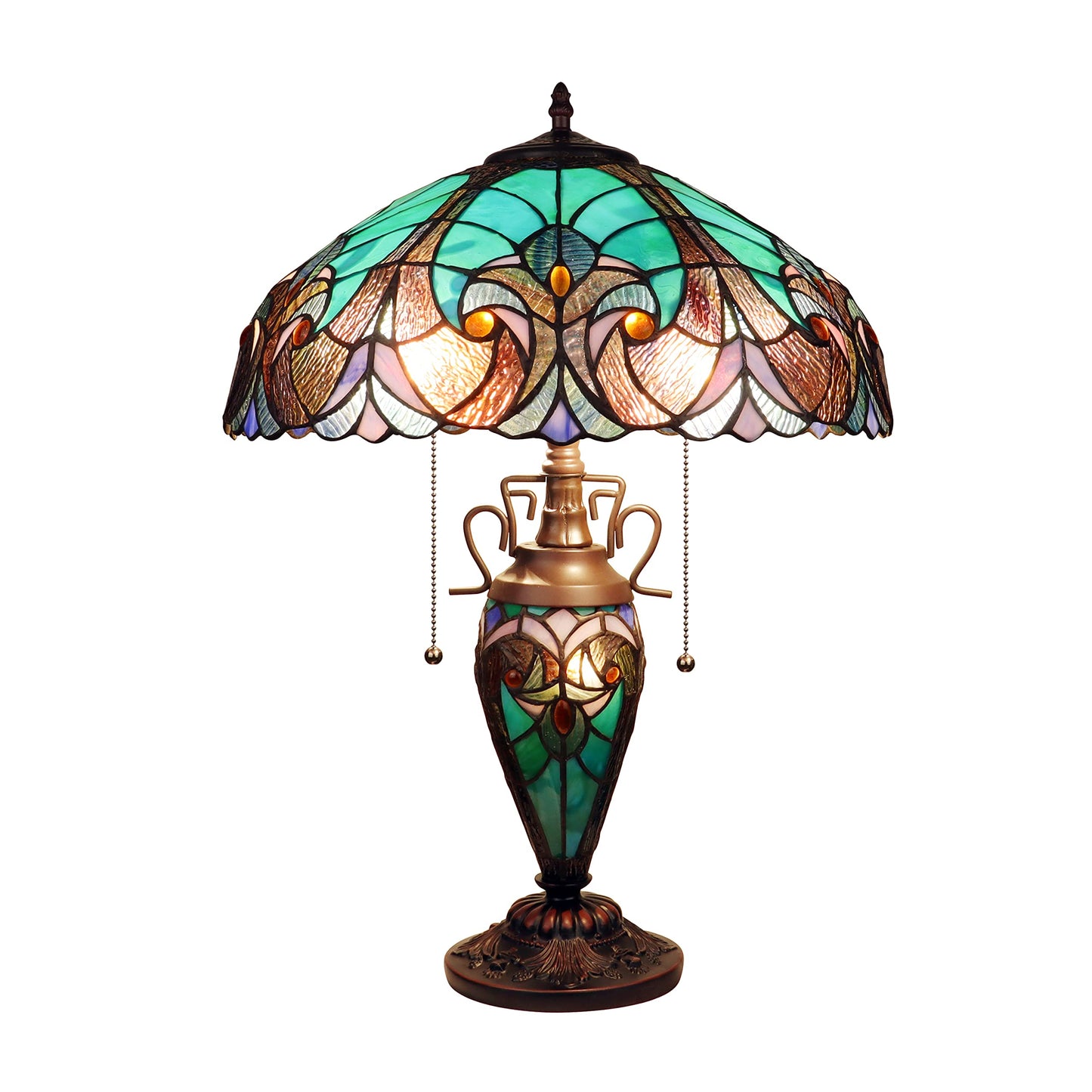 Chloe Lighting Victorian-Style Table Lamp, Antique Dark Bronze, 3 Light, 16in Wide, Multicolor, Model CH16780VG16-DT3
