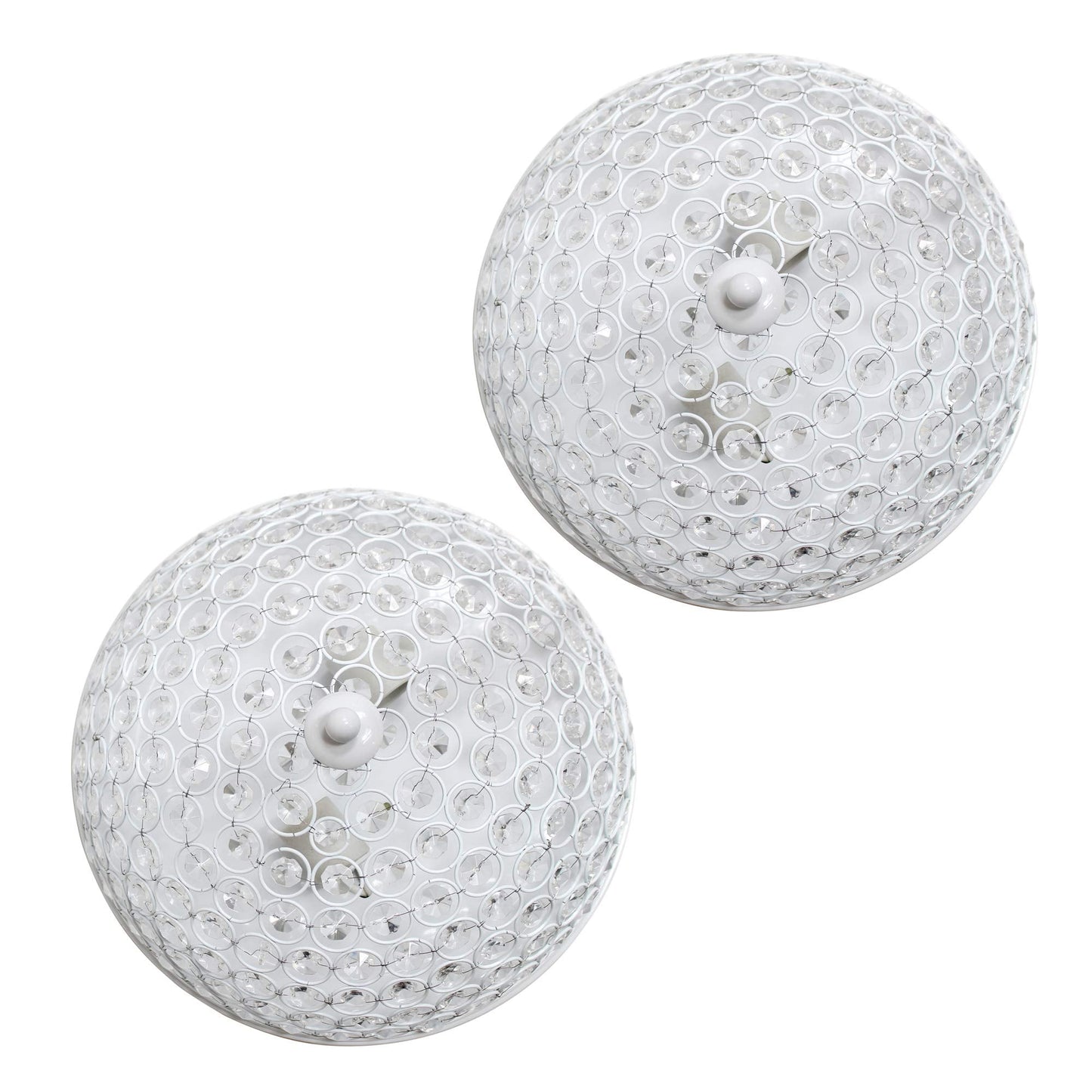 LALIA HOME 2 Pack Crystal Glam Ceiling Flush Mount Light, White, Model LHM-2000-WH-2PK