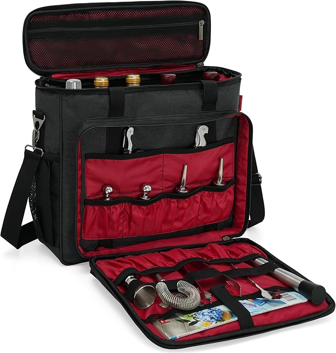 OUUTMEE Bartender Bag, Bartender Kit Travel Bag for Cocktail Shaker Set, Portable Carrying Case with Compartments for Wine...