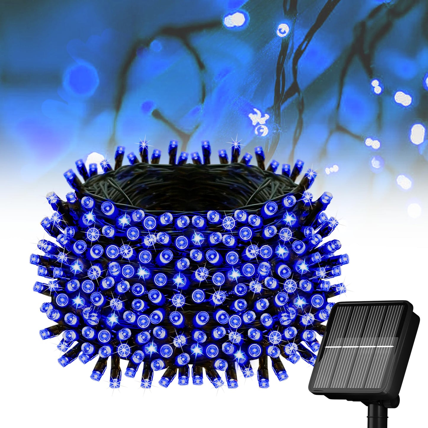 Solar String Lights For Outside  39Ft 100 Led Solar String Lights Outdoor With 8 Modes Solar Lights For Outside Waterproof For Yard  Fence Balcony  Party Christmas Tree Decorations (Blue)
