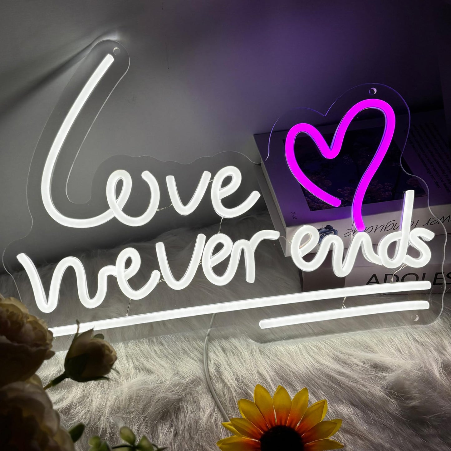 Love Never Ends Neon Sign For Wall Decor  Dimmable Love Led Lights Signs Letters Signs For Wedding  Neon Light Room Decor For Party Birthday Gift Christmas Gift