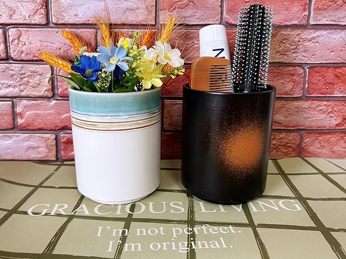 Short Kitchen Utensil Holder for Kitchen Counter Cooking Utensil Holder for Countertop Spatula Holder Small Utensil Crock Cutlery Holder Silverware Caddy Flower Vase (Firework)