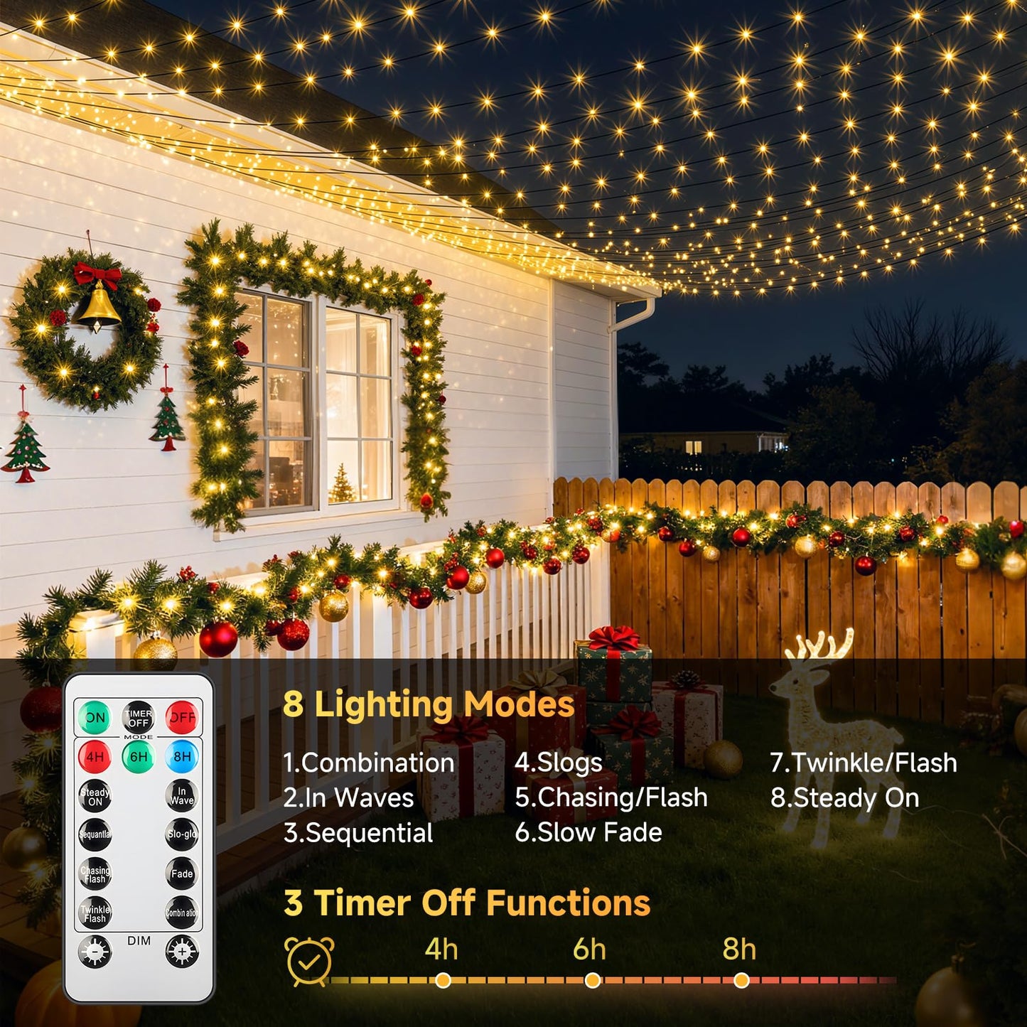 Mlambert 1500 Led Christmas Lights 492Ft  Outdoor Waterproof Dimmable Fairy Lights With Remote  8 Modes Indoor Lighting For Holiday D?Cor  Warm White