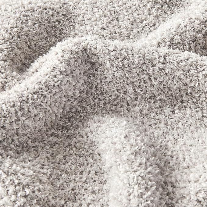 CozeCube Melange Blanket, Ultra Soft Grey and White Throw Blanket, Warm Cozy Knit Fuzzy Plush Reversible Throw for Couch Bed Sofa, 60"X80"
