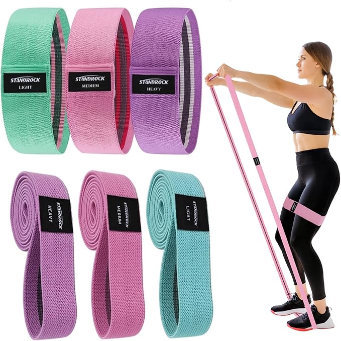 STANDROCK Fabric Resistance Bands for Working Out, 3 and 4 Levels Booty Bands Long Resistance Bands for Women and Men | El...