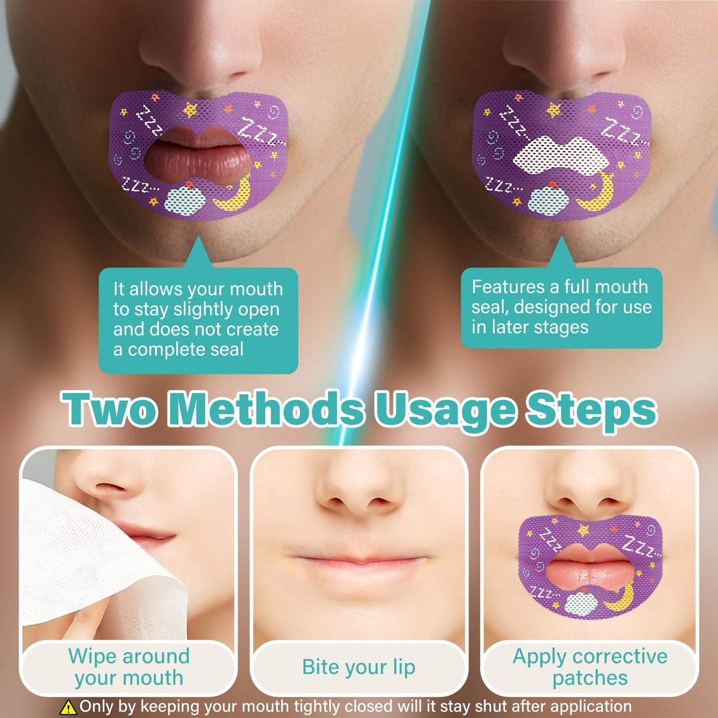 30pcs Mouth Breathing Correction Patch, Children's Closed Mouth Patch, Adult Anti-snoring, Closed Mouth Patch, Improve Mouth Breathing Facial Problems (Large（16 years and over）)