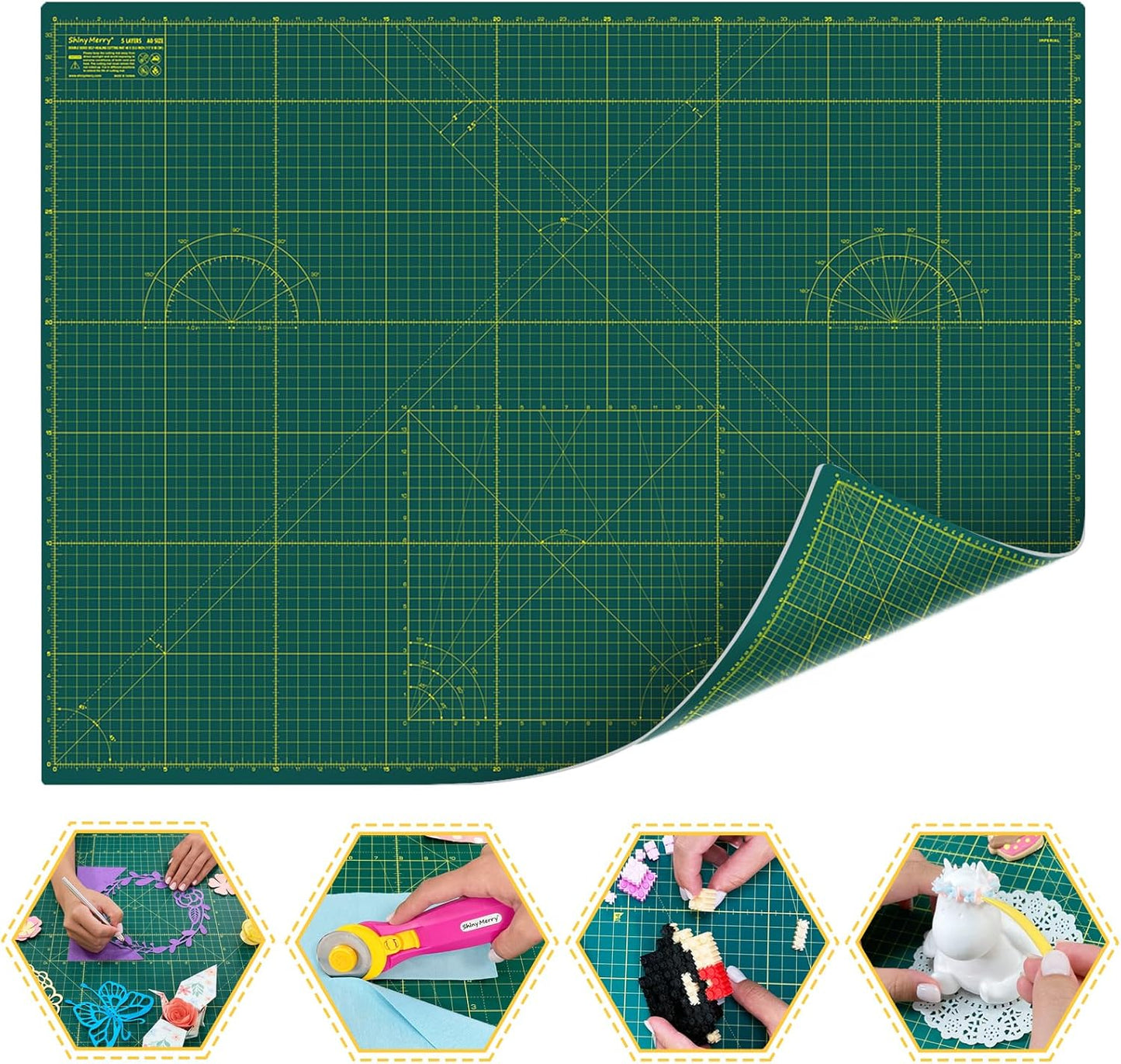 Self Healing Cutting Mat A2 18"x24" – Double Sided 5-Ply Craft Mat for Sewing, Quilting, Fabric, Scrapbooking – Green/Green