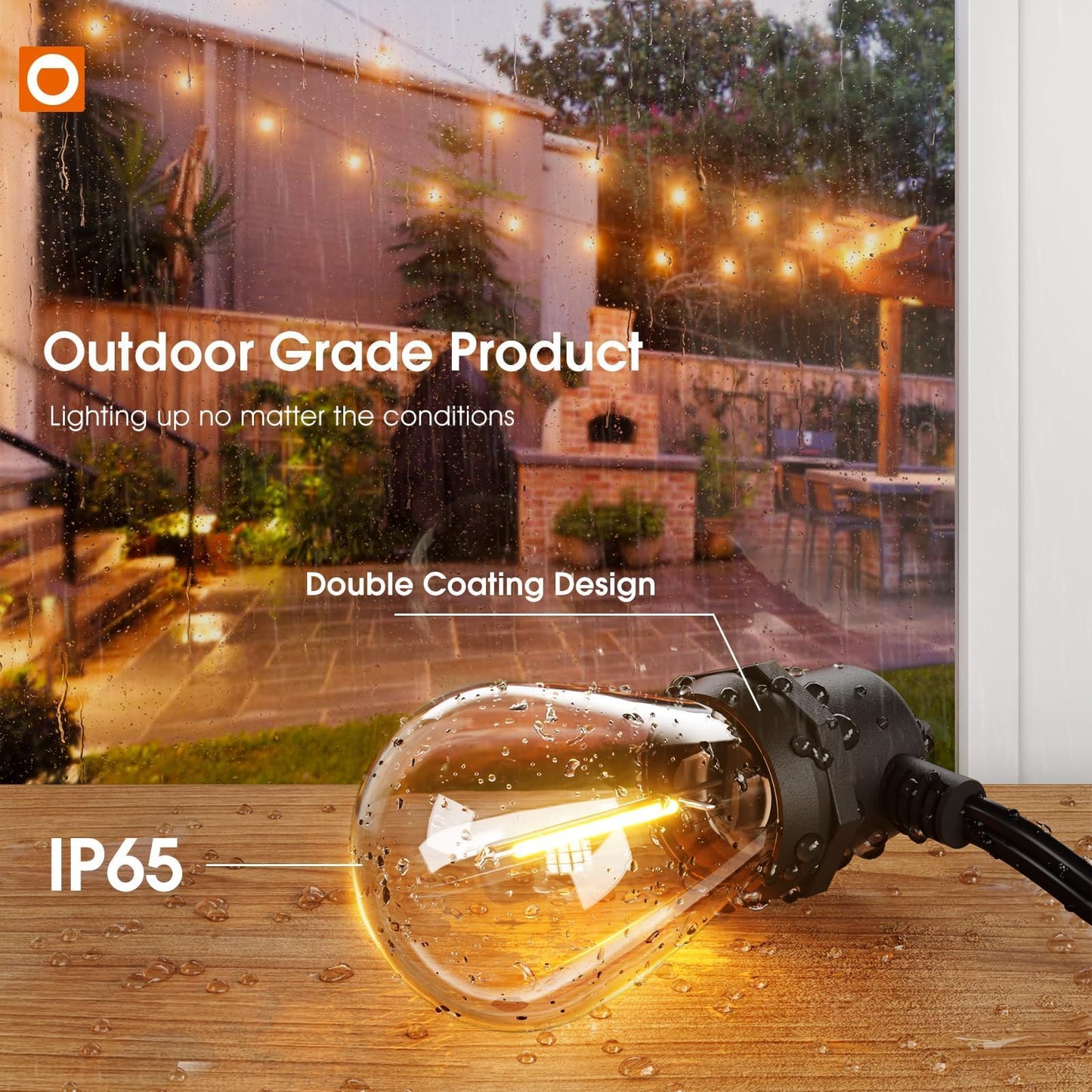 addlon 48FT LED Outdoor String Lights, Shatterproof Edison Bulbs, Weatherproof, Black, Commercial Grade, 1W
