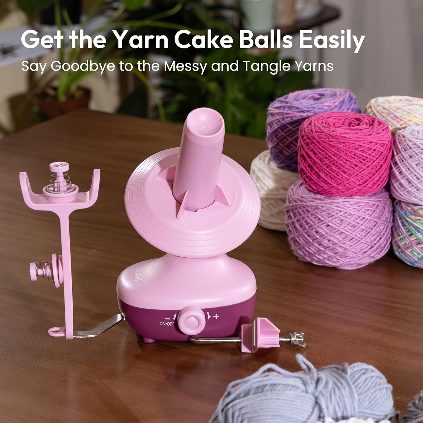 Etcokei Yarn Winder, Electric Yarn Ball Winder for Crocheting, Compact Yarn Cake Winder with Strong Tension Stepless Speed, Automatic Yarn Spinner Wool Winder, Ideal Helper for Knitting Lovers(Purple)