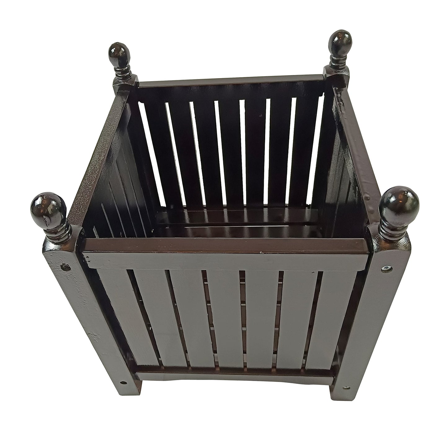 AYJOIR Square Wooden Planter Box for Outdoor & Indoor Use, Large Hardwood Garden Planters for Flowers, Herbs, Porch, Patio, Backyard and Home Decor (Black)