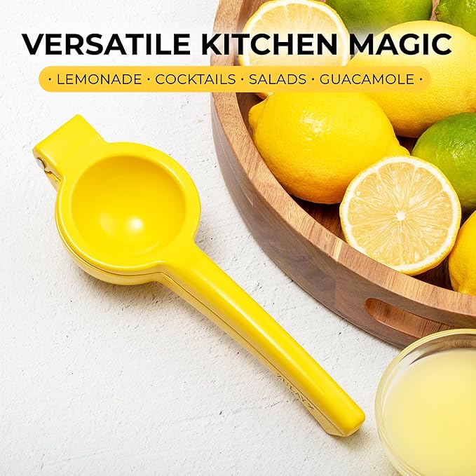 Zulay Kitchen Metal Lemon Squeezer - Handheld Lemon Juicer Squeezer - Easy to Use Citrus Juicer - Manual Press for Extracting the Most Juice Possible - Extracts Every Last Drop