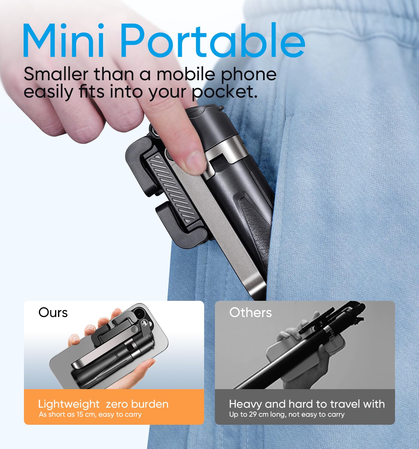 Magic John Phone Tripod, Portable Selfie Stick, Pocket Size Tripod For Iphone, Selfie Stick With Wireless Detachable Remote Cont