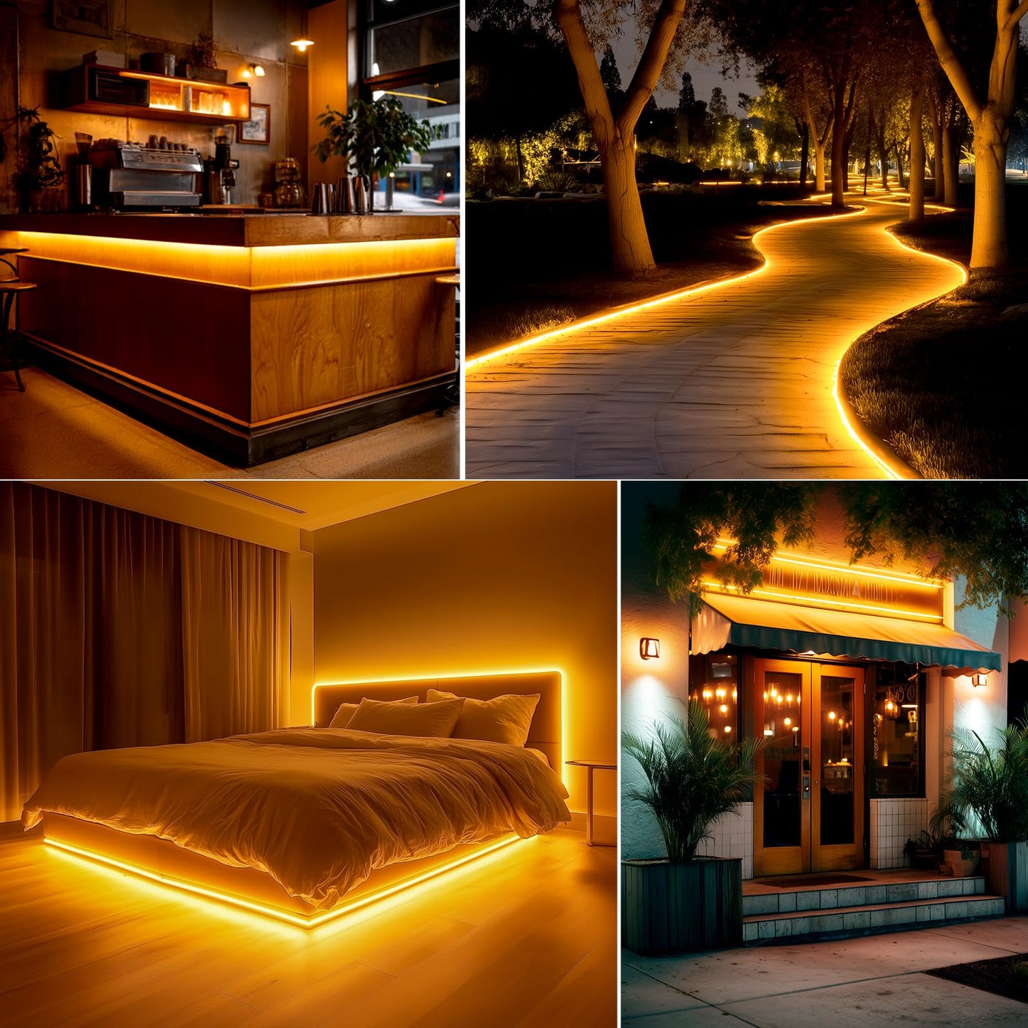 Gzbtech Flexible Led Neon Rope Lights 33Ft Ac 110-120V Waterproof Strip Light  120 Leds/M Cuttable Connectable Neon Lighting For Indoor Outdoor Home Decor/Commercial Building Use-Amber 10M