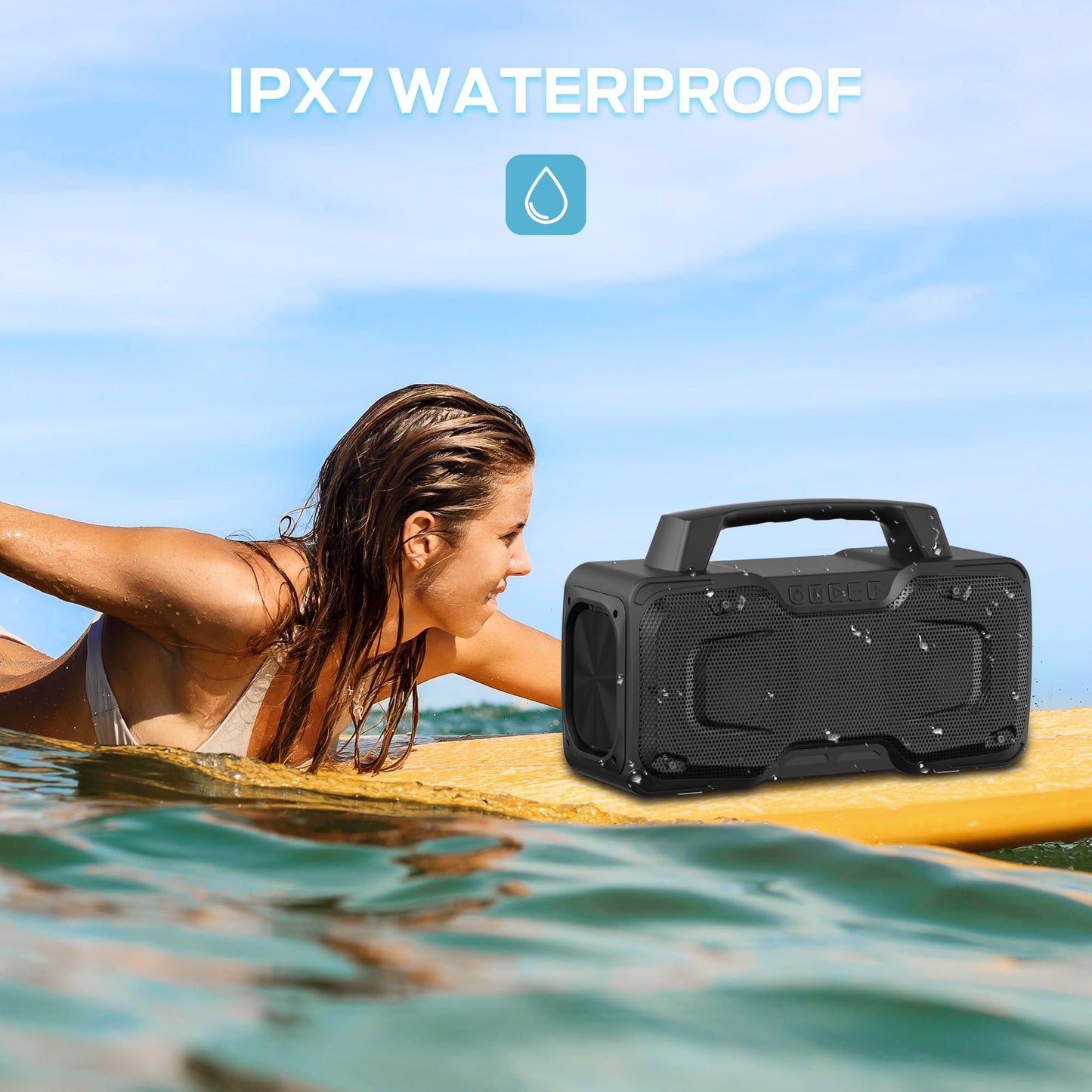 BUGANI Bluetooth Speaker, 80W Waterproof, 24H Playtime, Portable, Black, Model m118