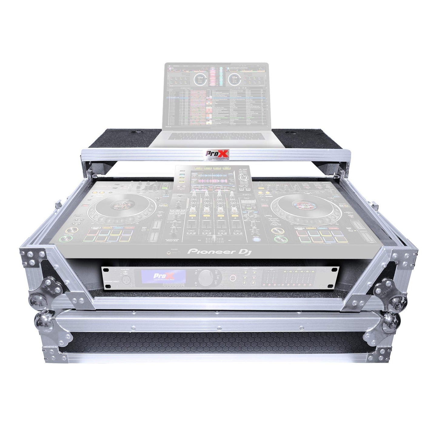 Prox Xs-Xdjxzwlt Ata Flight Case For Pioneer Xdj-Xz Dj Controller With Laptop Shelf 1U Rack Space And Wheels