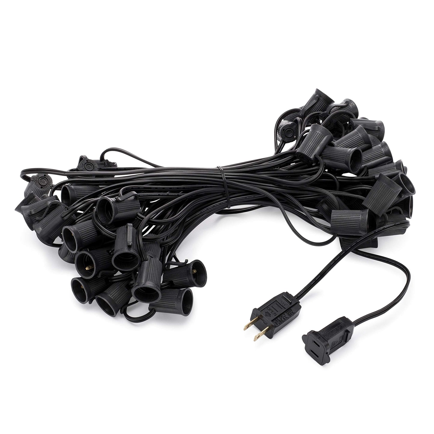 Holiday Lighting Outlet C9 Christmas Light String  Patio Event Lighting  Black Cord  12 Socket Spacing  E17 (50)