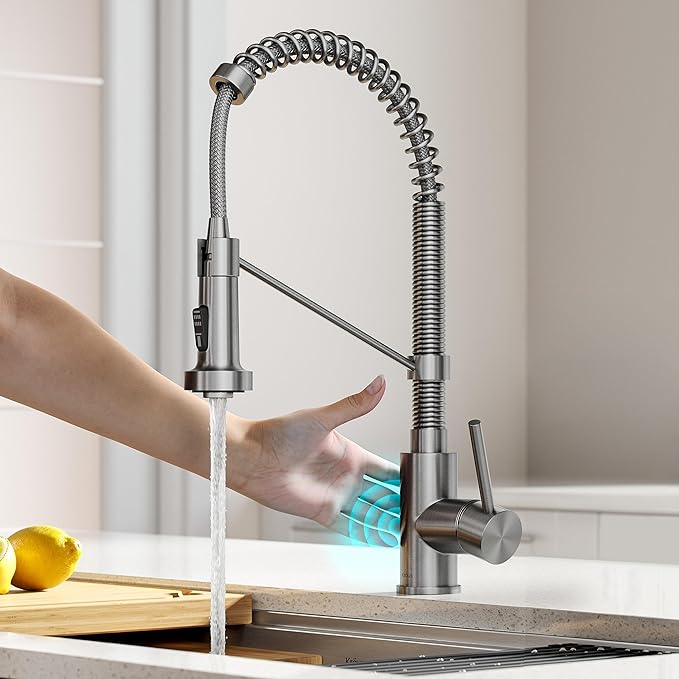Kraus KSF-1610SFS Bolden Touchless Sensor Commercial Pull-Down Single Handle 18-Inch Kitchen Faucet, Spot Free Stainless Steel