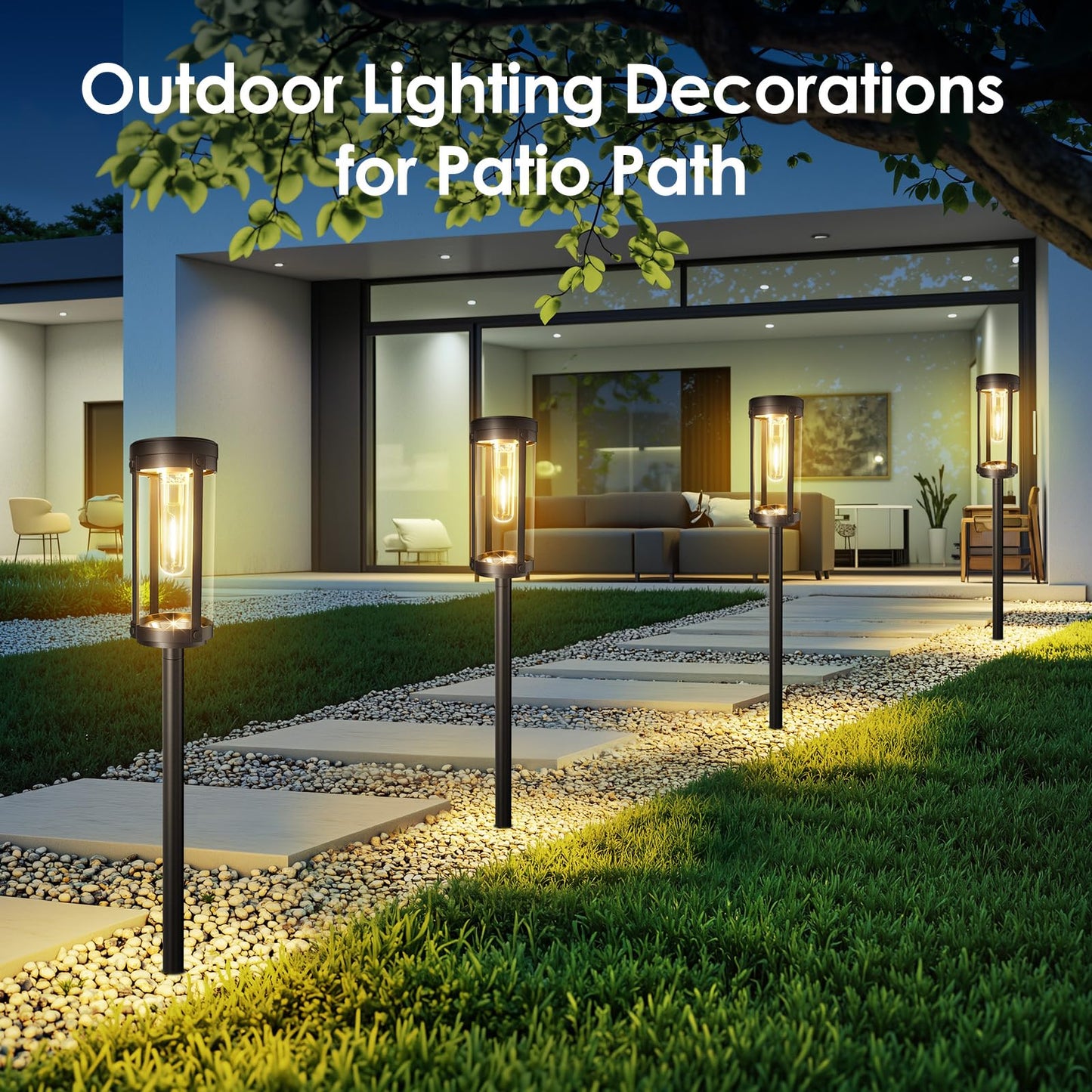 Bright Solar Pathway Lights Outdoor  2 Pack Upgraded Solar Powered Garden Lights Waterproof  Auto On/Off Solar Yard Light For Lawn Patio Walkway Driveway Landscape Lighting Decor (Warm White  2 Pack)