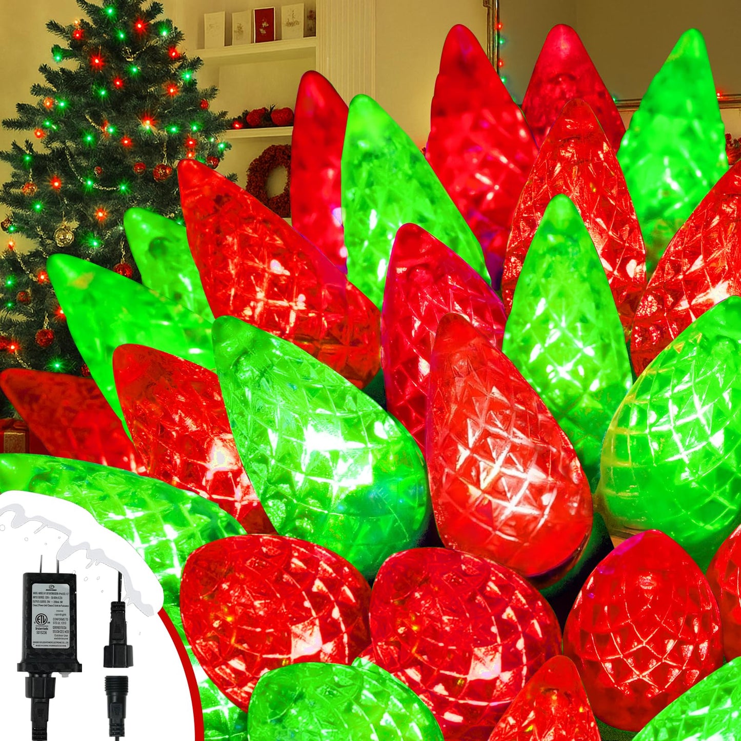 Upgraded 250 Led C6 Connectable Christmas String Lights Red And Green  82Ft Waterproof Christmas Twinkle Light Outdoor  Plug In Fairy Lights Indoor With 13 Modes & Timer For Christmas Tree Decorations