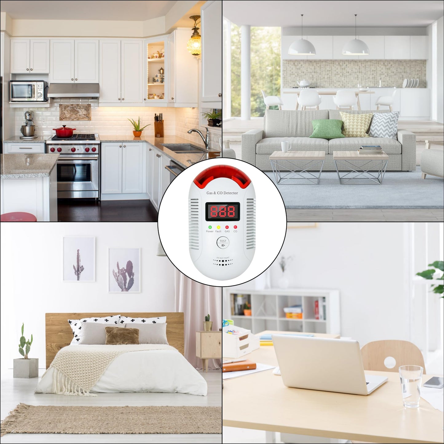 GQIRIL Gas and Carbon Monoxide Detector - Natural Gas Leak and Smoke CO Detector Portable Plug in, 2-in-1 Carbon-Monoxide Combination Alarm with Light - Natural for Home Kitchen Car RV Travel Garage