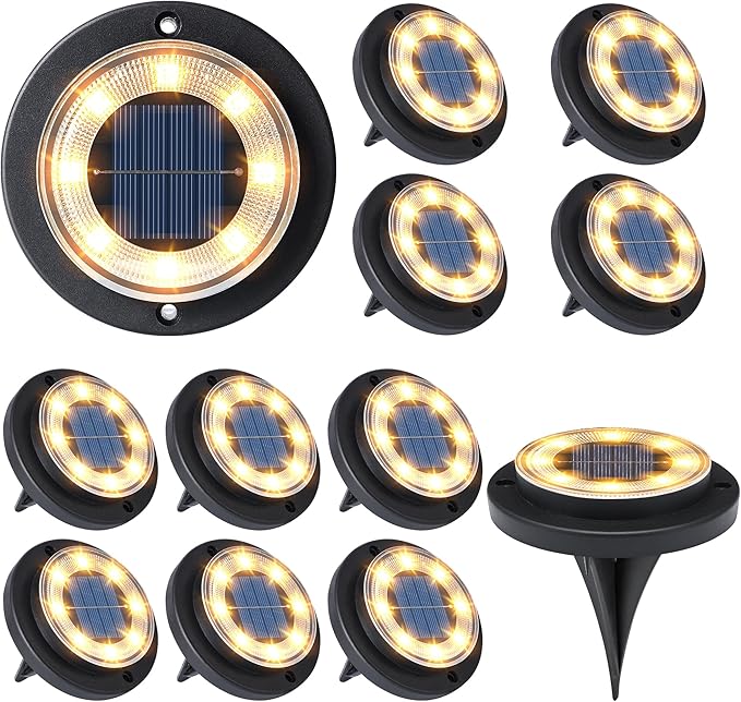 Flacchi Solar Ground Lights - Solar Powered Lights Outdoor Solar Disk Light Waterproof Landscape Light for Patio Yard Path...
