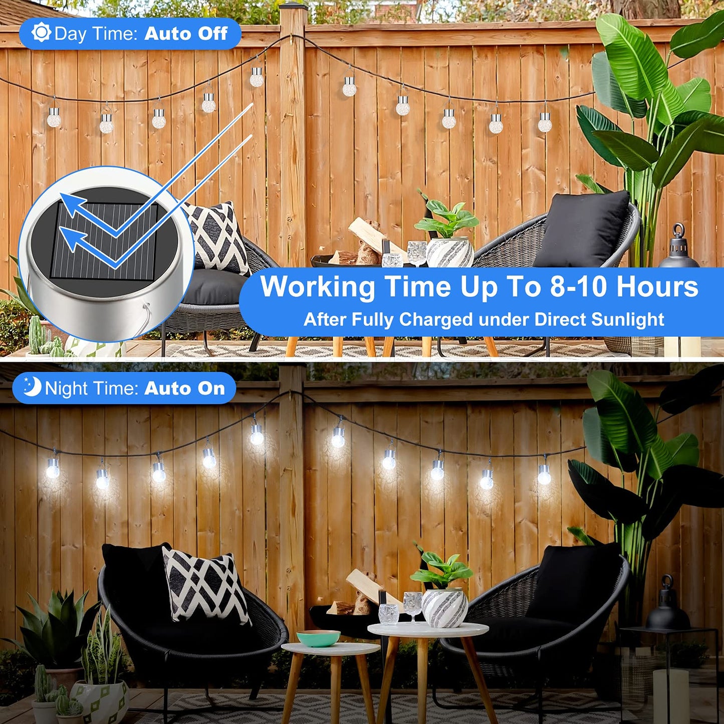 Bosceos 12Pack Solar Powered  le Glass Ball Lights, Waterproof, Daylight White, Model YGL-KE-03, for Garden, Balcony, and Patio