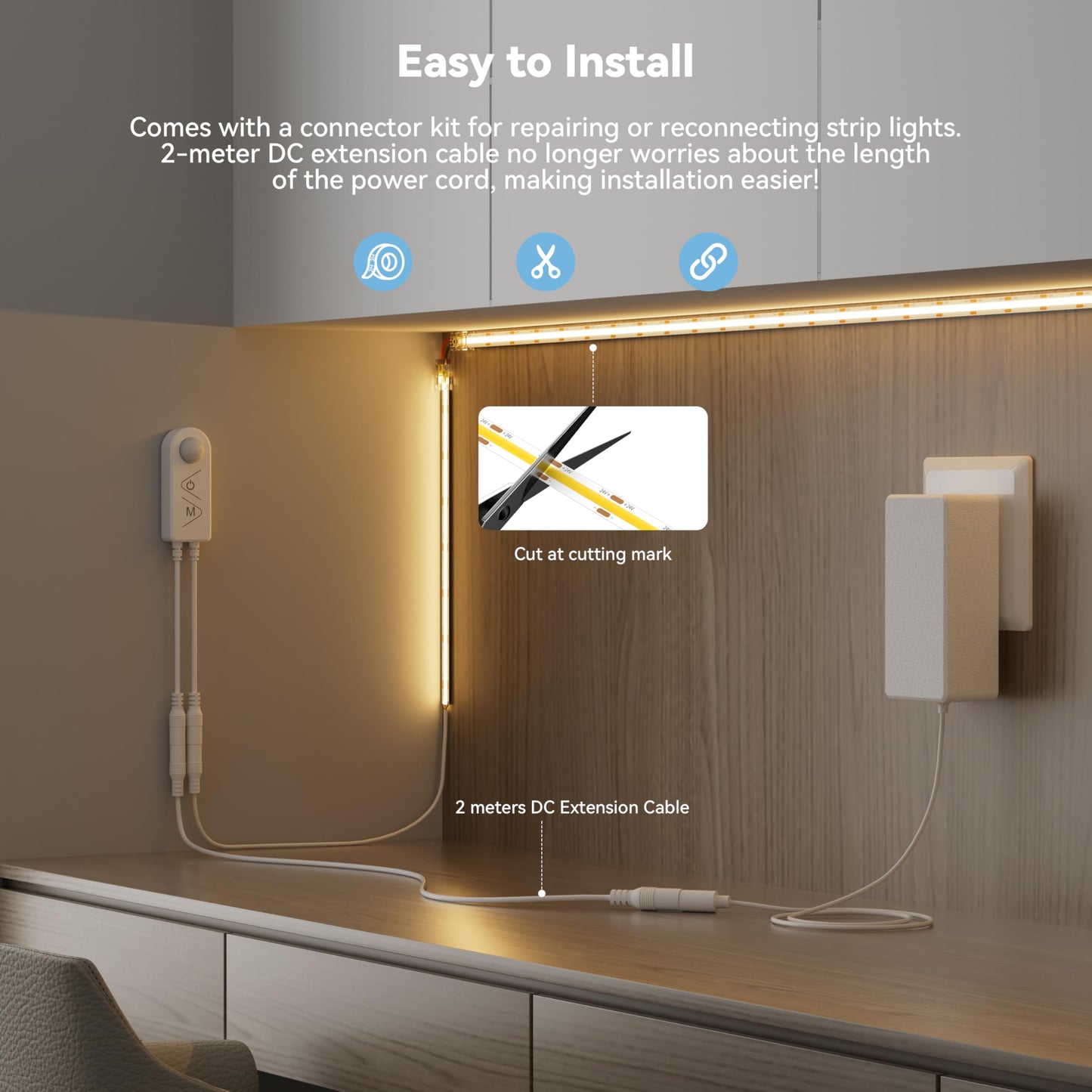 Pautix Motion Sensor Strip Lights 24V Cob Led Strip Light Motion Activated Led Strip Light 2700K Warm White 20Ft Dimmable Super Bright With Dual Lighting Mode For Under Cabinet Kitchen Stairs Bedroom