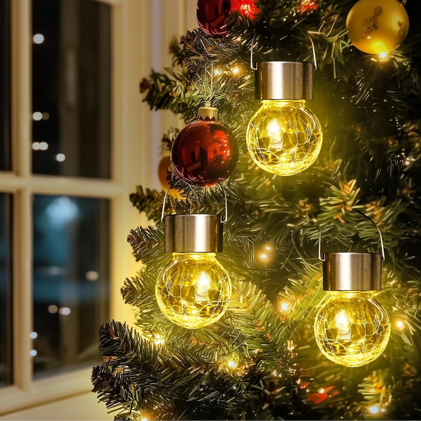 Solpex Hanging Solar Globe Lights, 8 Pack, Warm White  ed Glass, Waterproof Outdoor Lighting For Garden, Patio, Lawn, Model 8C-Xin-N