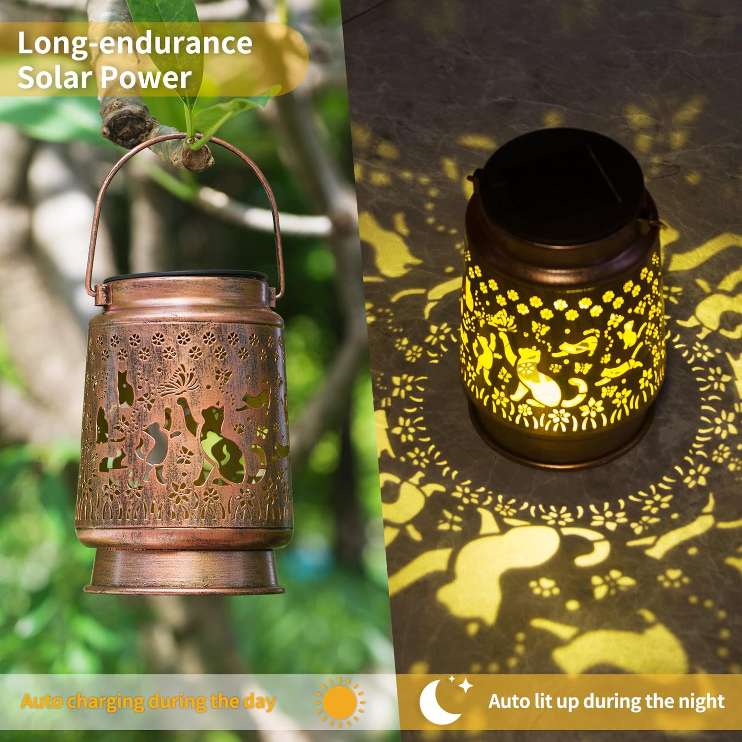Cat Lover Gifts For Mom/Women//Grandma/Sister Cat Solar Light Gifts Mother Day Gift Solar Lanterns Outdoor Waterproof Cat Lights Led Mason Jar Hanging Lamps Decor For Garden Yard Patio