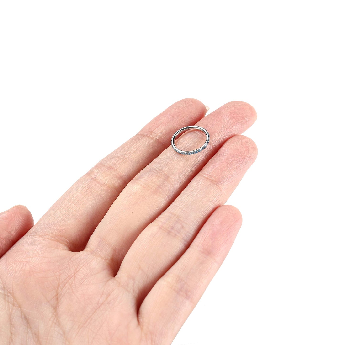 FUNLMO 16G Cartilage Earring 8mm Conch Helix Piercing Jewelry Stainless Steel Daith Tragus Earrings CZ Septum Jewelry Nose Rings