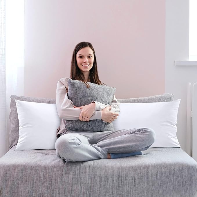 Utopia Bedding Full Body Pillow for Adults (White, 20 x 54 Inch, Pack of 06), Long Pillow for Sleeping, Large Pillow Insert for Side Sleepers