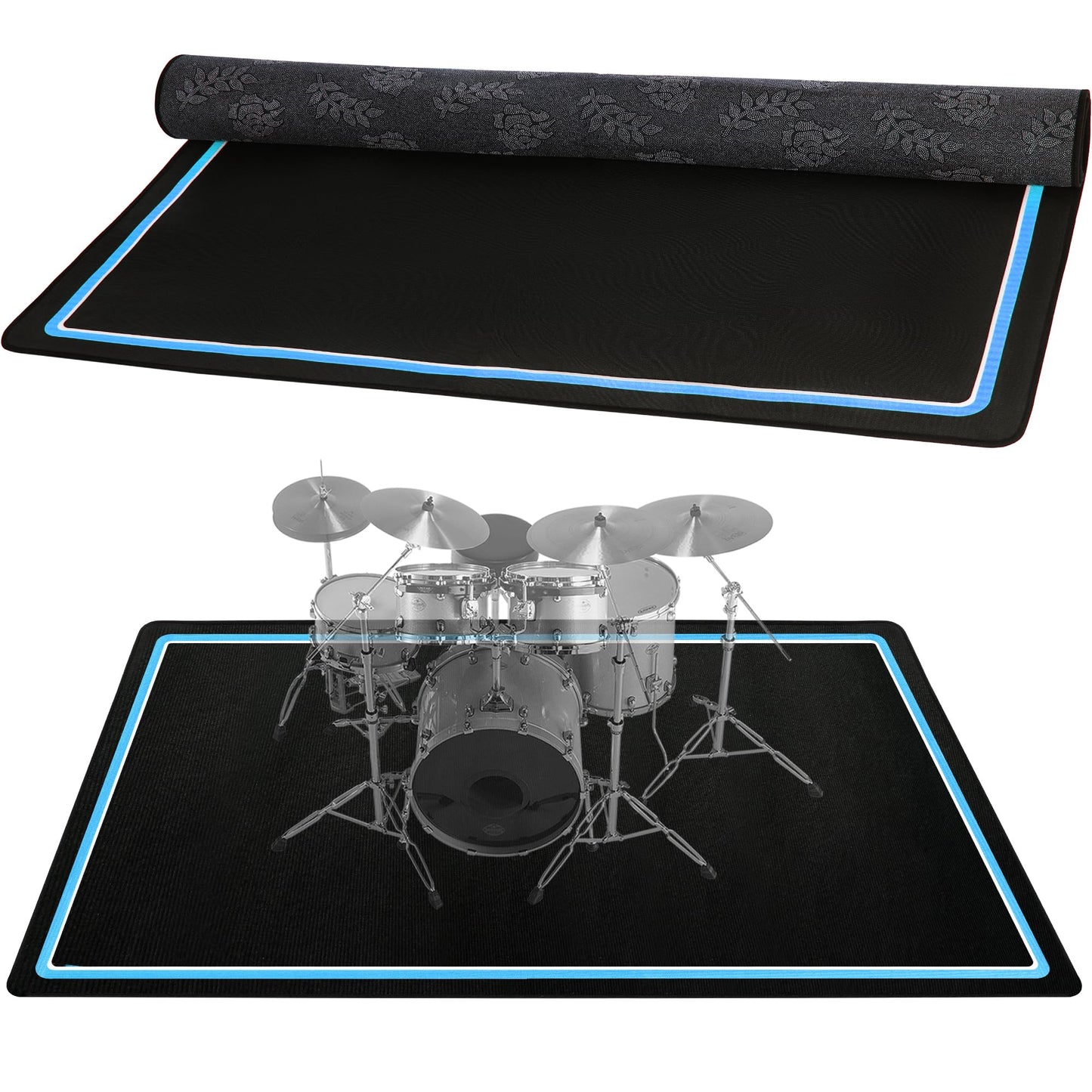 TORIBIO Drum Rug, 4 x 6 Ft Drum Mat with Non-Slip Grip Bottom, Soundproof Drum Floor Pad for Electrical Drum, Ideal Present for
