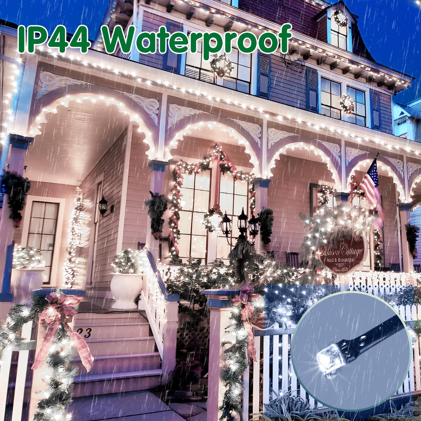 Xurisen 403Ft Christmas Lights, 1000 Led Cool White String Lights, 8 Modes, Memory Timer, Green Wire, Perfect For Home & Events