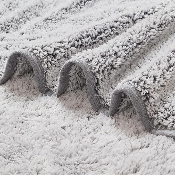 EMME Fuzzy Blanket Soft Fleece Throw Blankets for Women, Fluffy Sherpa Throws(Plush Grey,108"x90")