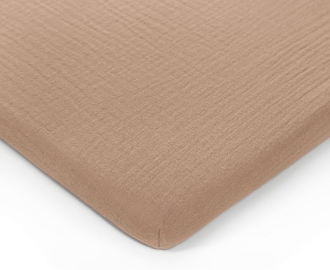 Comfy Cubs Muslin Bassinet Sheet - 100% Soft Cotton Fabric, Breathable & Gentle for Baby’s Sensitive Skin - Universal Fit with Secure Elastic Edging, Gift-Ready Packaging - Cedar
