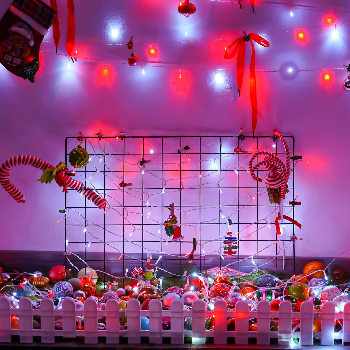 Yeguo 165Ft 500 Led Red And White Christmas Lights Outdoor Waterproof  Clear Wire String Lights Indoor Plug In  8 Modes Clear Wire Twinkle Tree Light For Xmas Party Garden