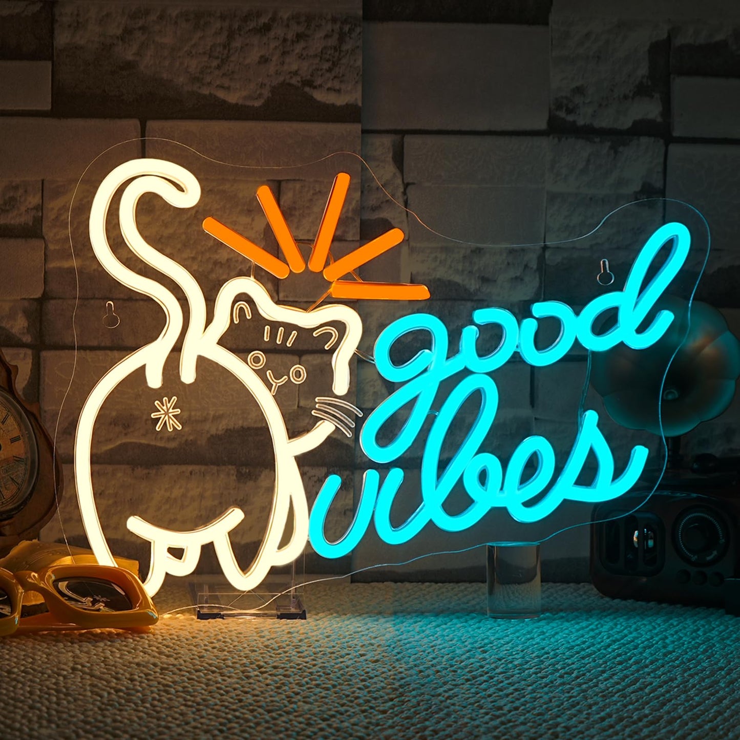 Jurong Cat Neon Sign For Wall Decor  Little Kitten Good Vibes Neon Light  Usb Powered  5V/2A  Led Dimmable For Home  Party  Gift  Office  Bedroom  Kids Room Background Decoration