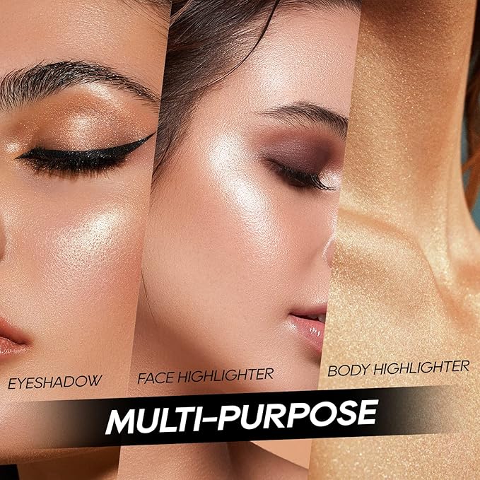 Baked Purple Highlighter Powder Palette, Makeup Highlighter Powder Palette Sheer Shimmering Finish Face Highlighters Makeup Iluminadores de Maquillaje #04 Twilight Purple